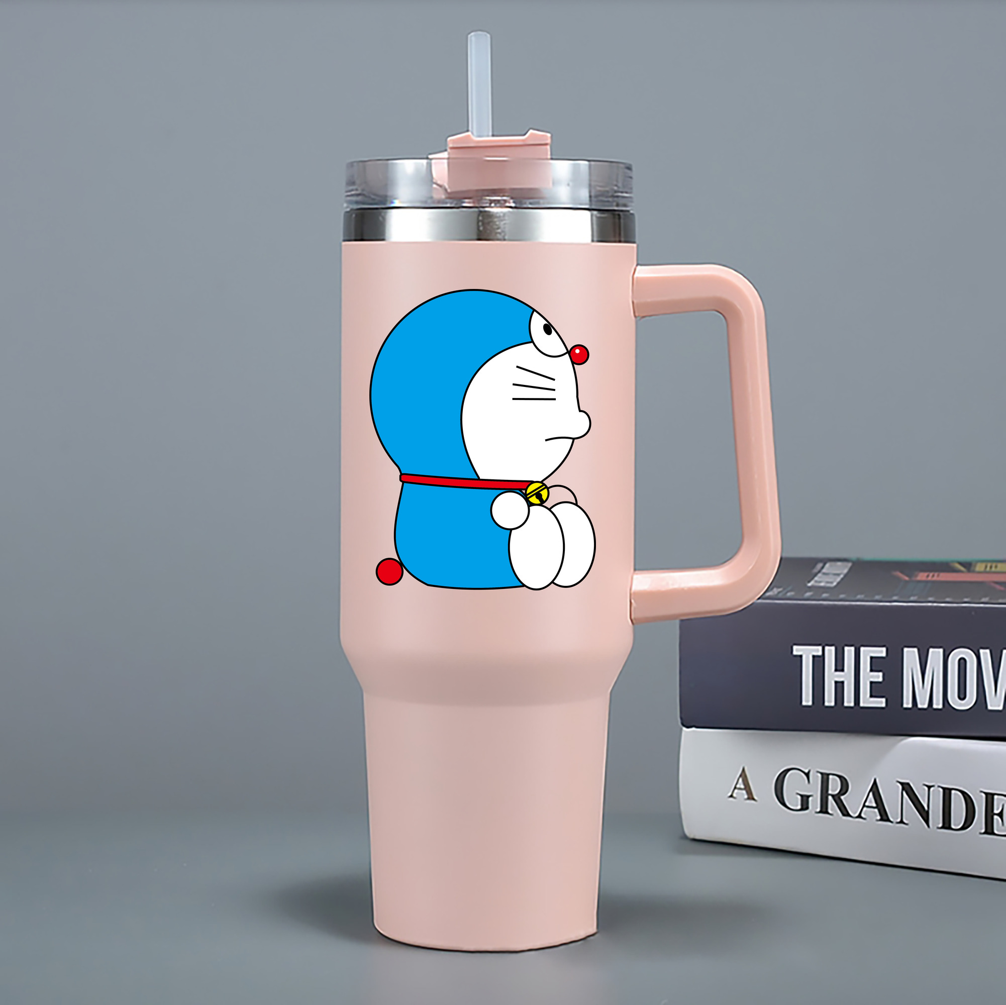 （画像用） ドラえもん Doraemon 1200mL車用タンブラー - クリスタルステッカー（プラスチックストロー付き）